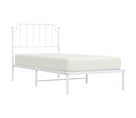 vidaXL Bettgestell mit Kopfteil Metall Wei&szlig; 90x200 cm