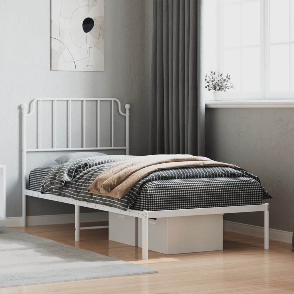 Metalni okvir za krevet s uzglavljem bijeli 90×200 cm Kreveti i dodaci za krevete Naručite namještaj na deko.hr