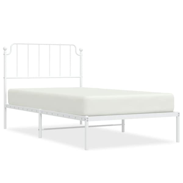 vidaXL metallist voodiraam peatsiga, valge, 100 x 190 cm