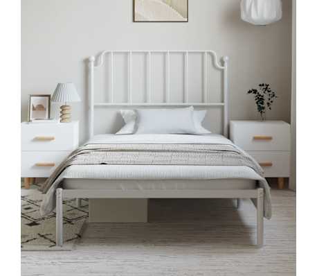 vidaXL Cadre de lit m&eacute;tal sans matelas et t&ecirc;te de lit blanc 100x190 cm