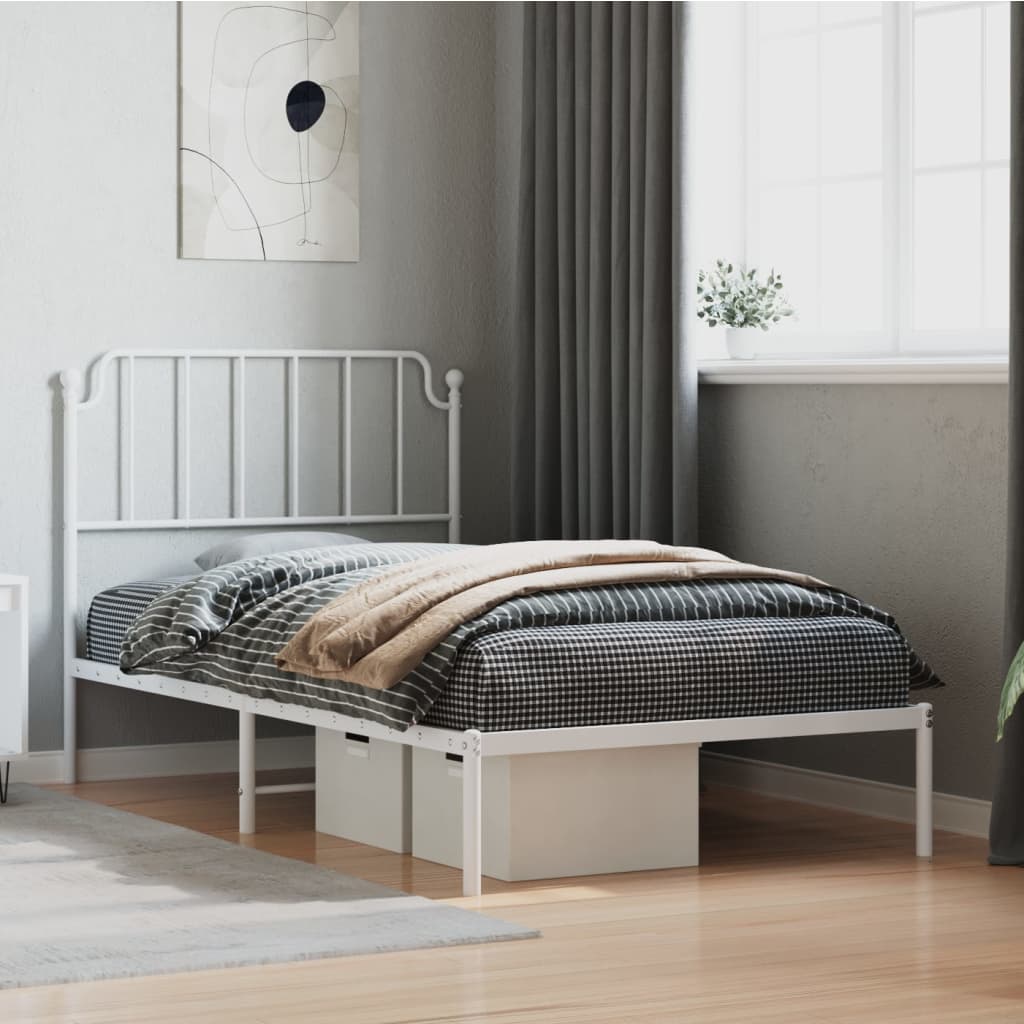 Metalni okvir za krevet s uzglavljem bijeli 100×190 cm Kreveti i dodaci za krevete Naručite namještaj na deko.hr