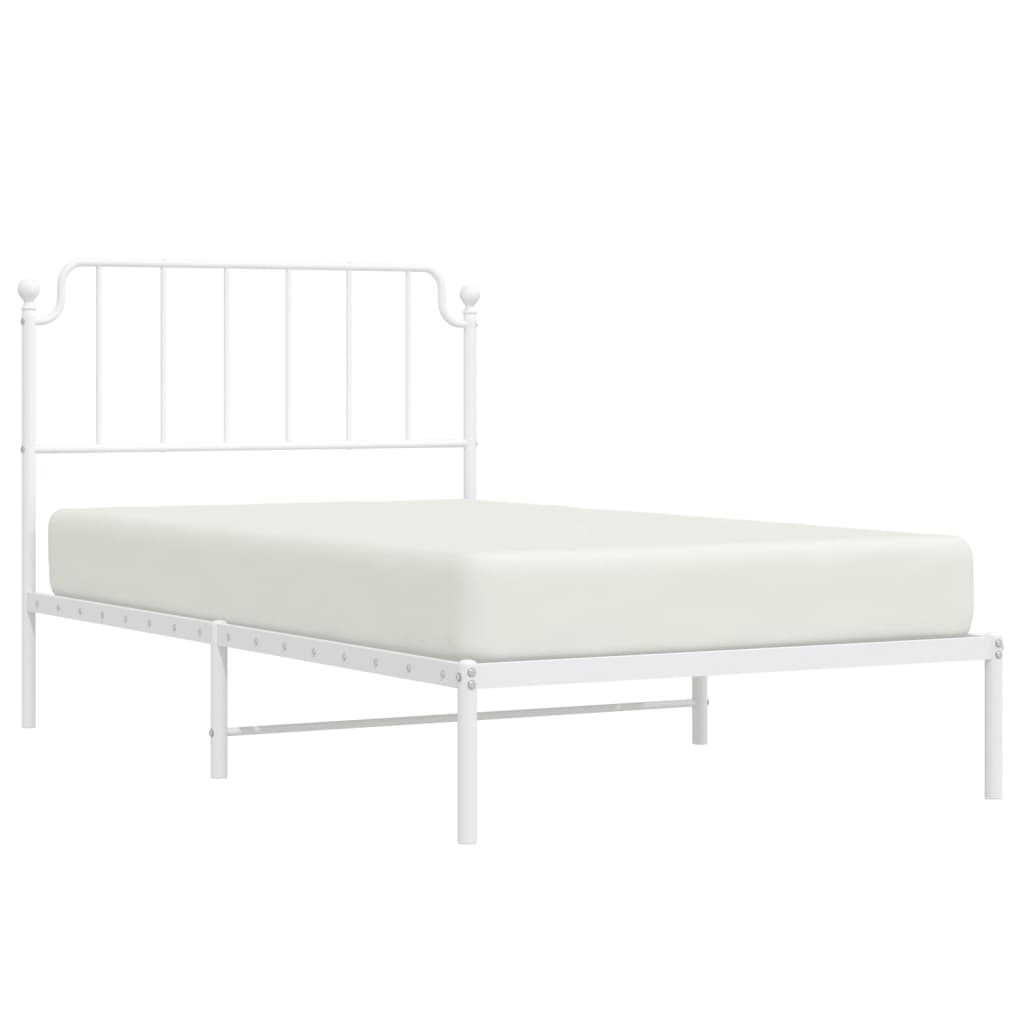 vidaXL Bedframe met hoofdbord metaal wit 107x203 cm afbeelding