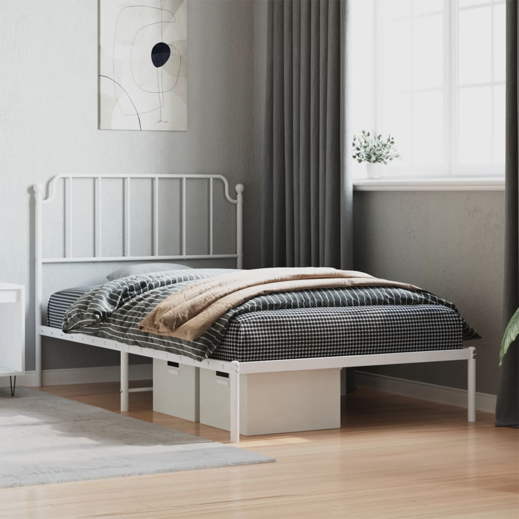 Metalni okvir za krevet s uzglavljem bijeli 107×203 cm Kreveti i dodaci za krevete Naručite namještaj na deko.hr