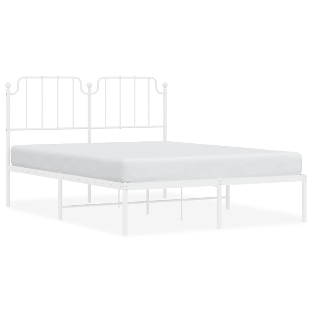 vidaXL Bedframe met hoofdbord metaal wit 135x190 cm, foto 3
