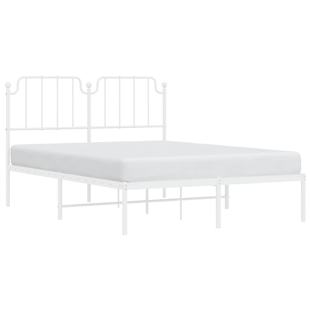 vidaXL Bedframe met hoofdbord metaal wit 135x190 cm, foto 4