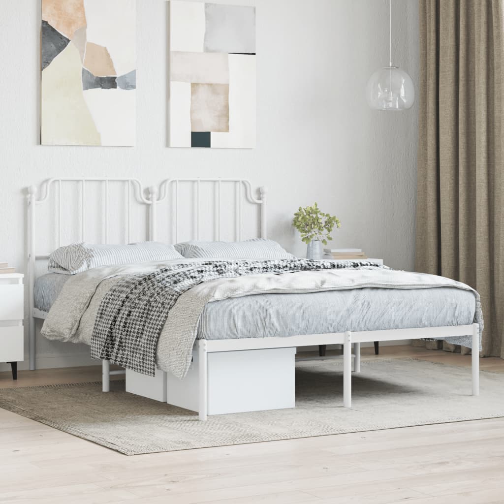 Metalni okvir za krevet s uzglavljem bijeli 135×190 cm Kreveti i dodaci za krevete Naručite namještaj na deko.hr