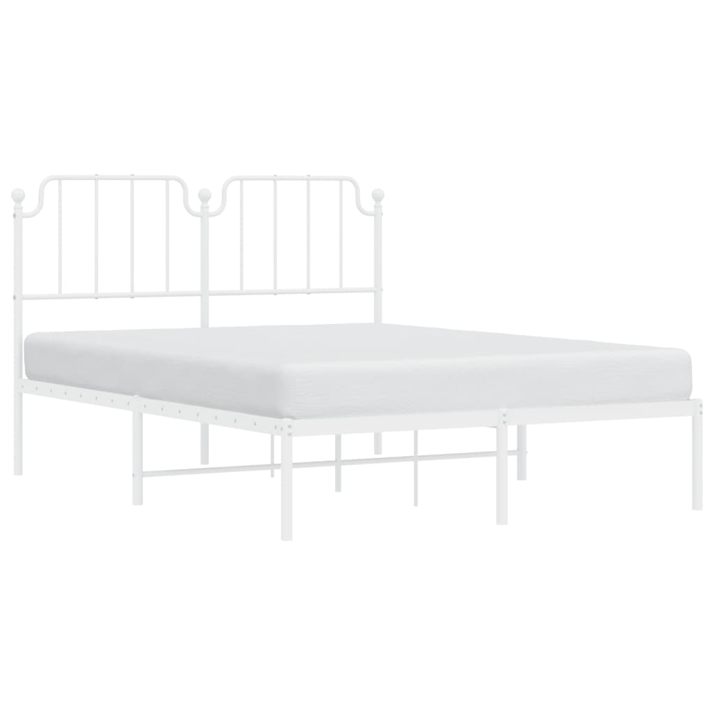 vidaXL Bedframe met hoofdbord metaal wit 140x190 cm afbeelding