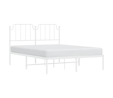 vidaXL Cadre de lit m&eacute;tal sans matelas et t&ecirc;te de lit blanc 140x190 cm