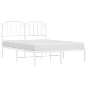 vidaXL Cadre de lit m&eacute;tal sans matelas et t&ecirc;te de lit blanc 140x190 cm