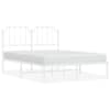 vidaXL metallist voodiraam peatsiga, valge, 150x200 cm
