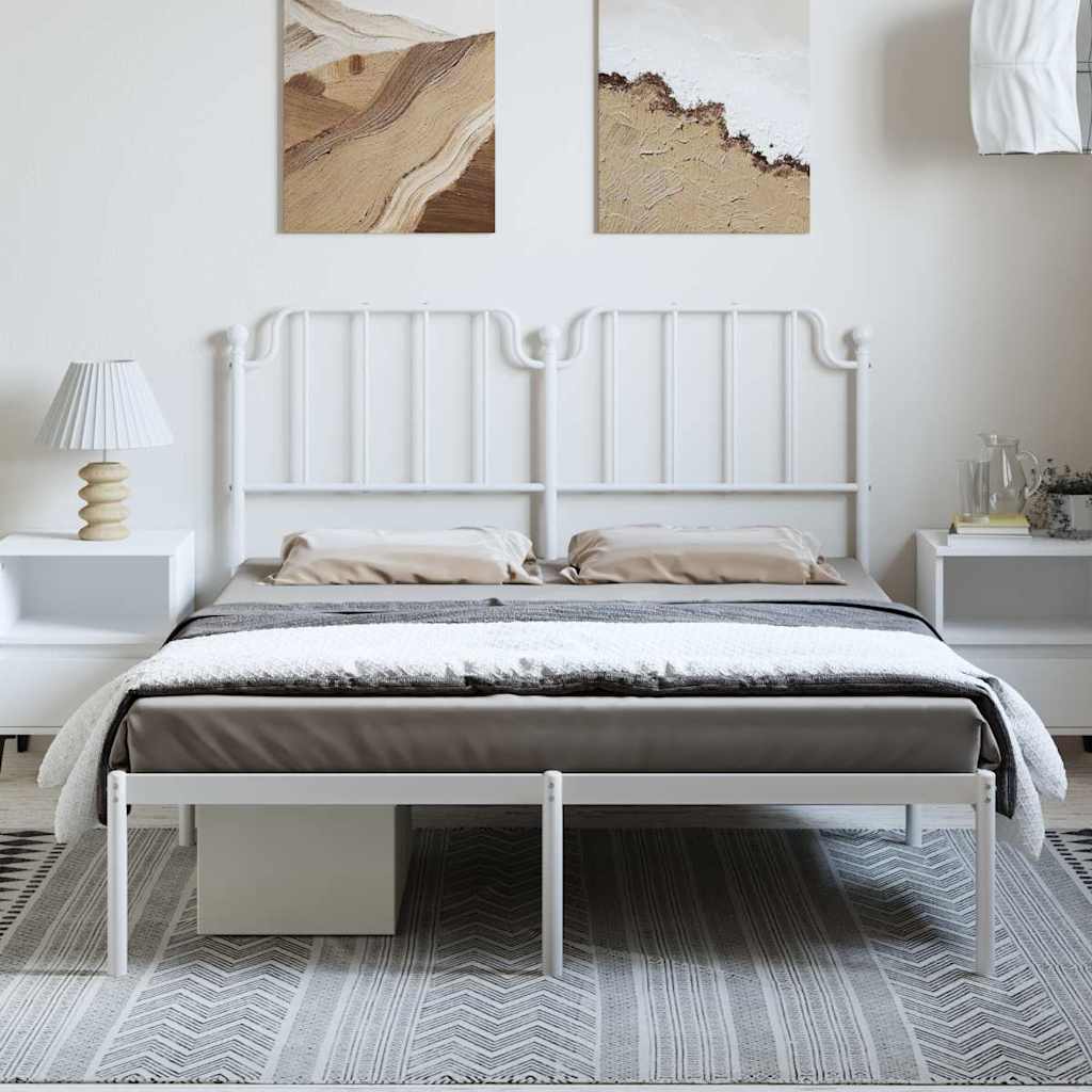 vidaXL Bedframe met hoofdbord metaal wit 150x200 cm afbeelding