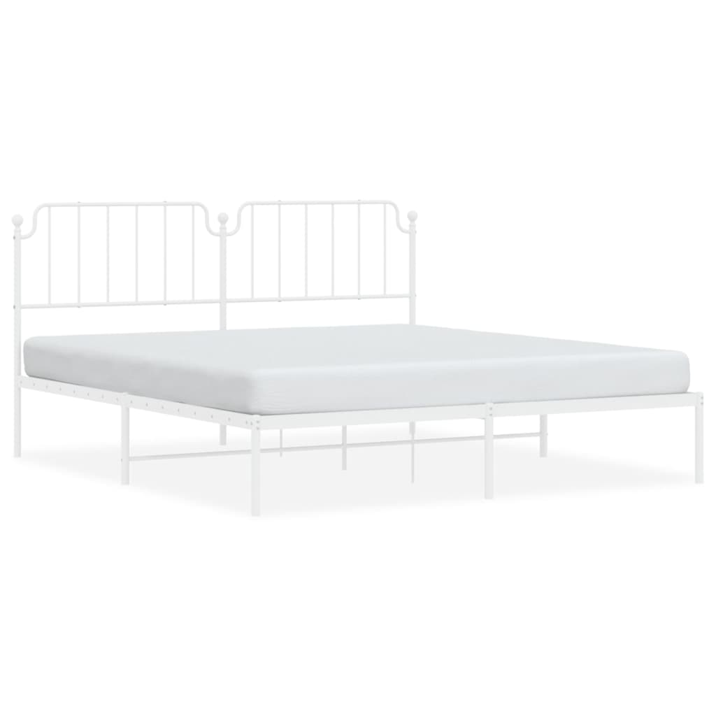 vidaXL Bedframe met hoofdbord metaal wit 160x200 cm, foto 3