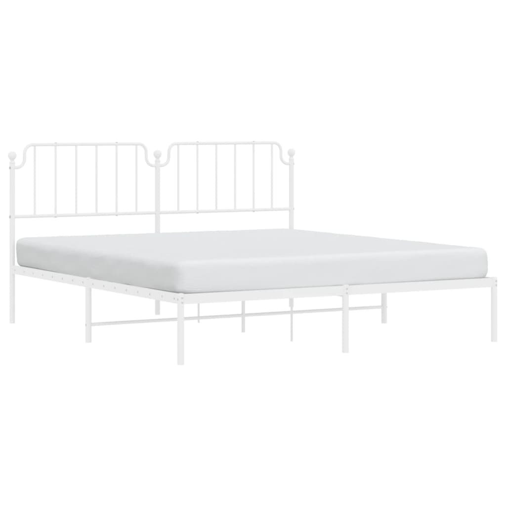 vidaXL Bedframe met hoofdbord metaal wit 160x200 cm, foto 2