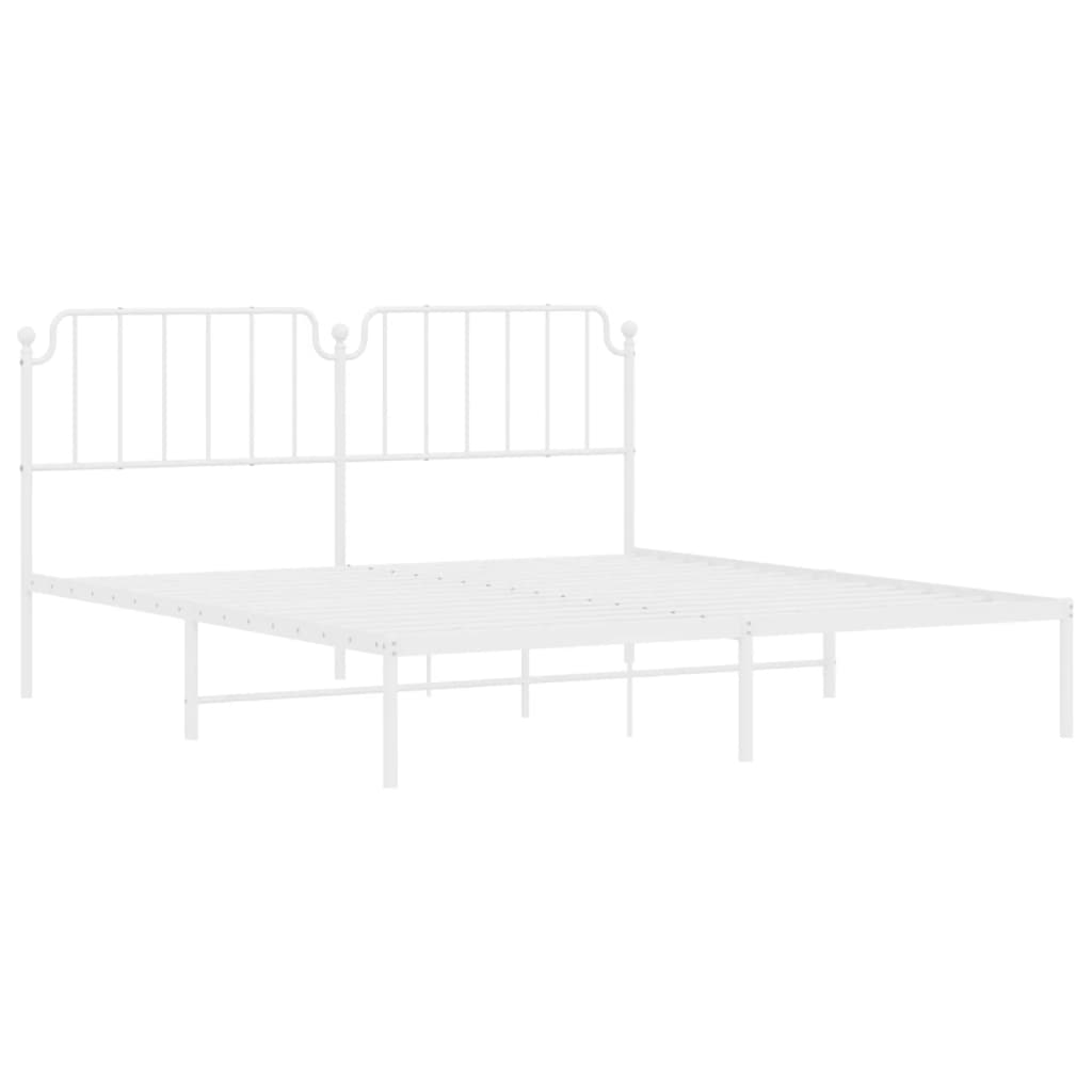vidaXL Bedframe met hoofdbord metaal wit 160x200 cm, foto 4