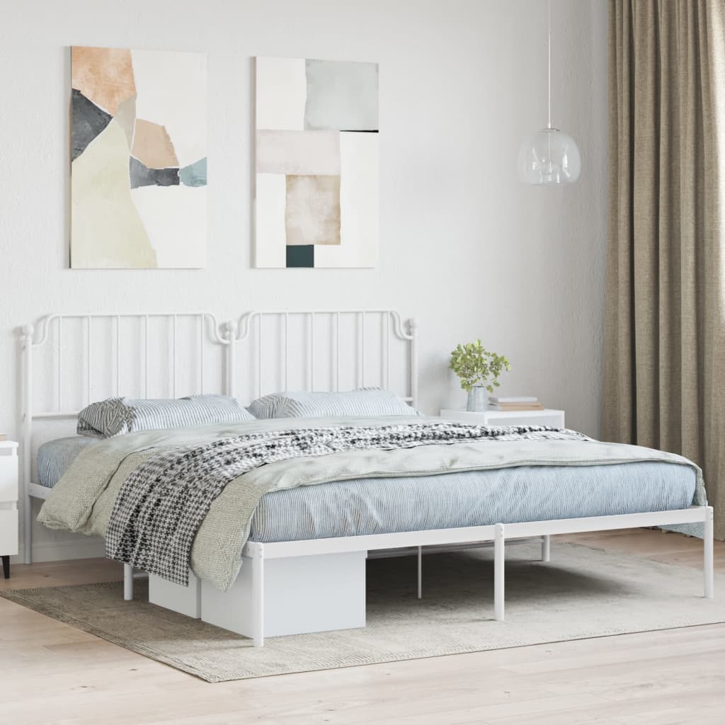 Metalni okvir za krevet s uzglavljem bijeli 160×200 cm Kreveti i dodaci za krevete Naručite namještaj na deko.hr