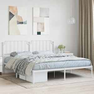 Kovinski posteljni okvir z vzglavjem bel 160x200 cm