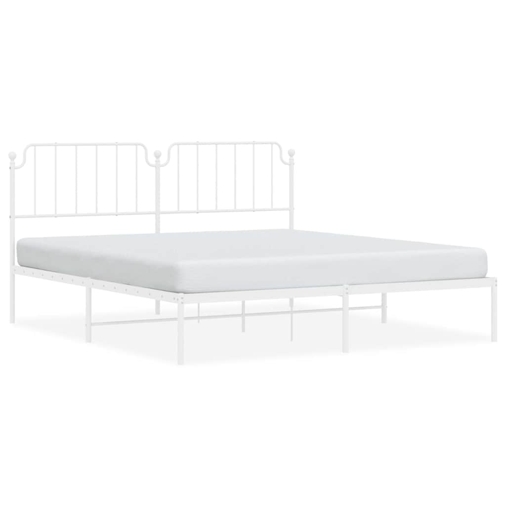 vidaXL Bedframe met hoofdbord metaal wit 183x213 cm, foto 3