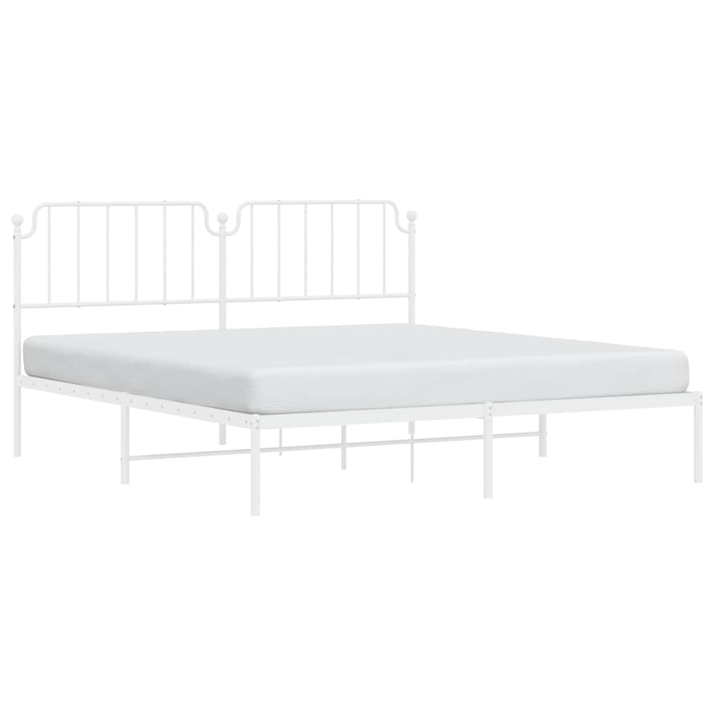 vidaXL Bedframe met hoofdbord metaal wit 183x213 cm, foto 4