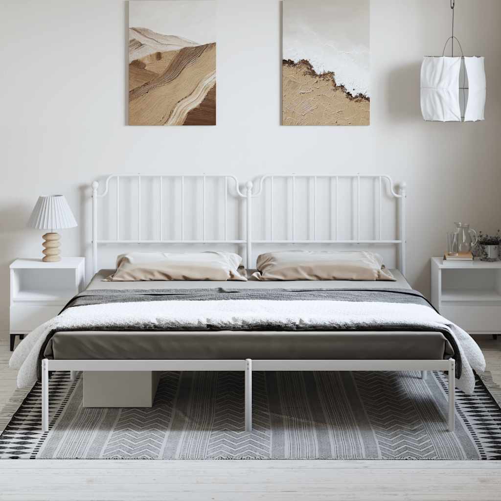 vidaXL Bedframe met hoofdbord metaal wit 193x203 cm afbeelding