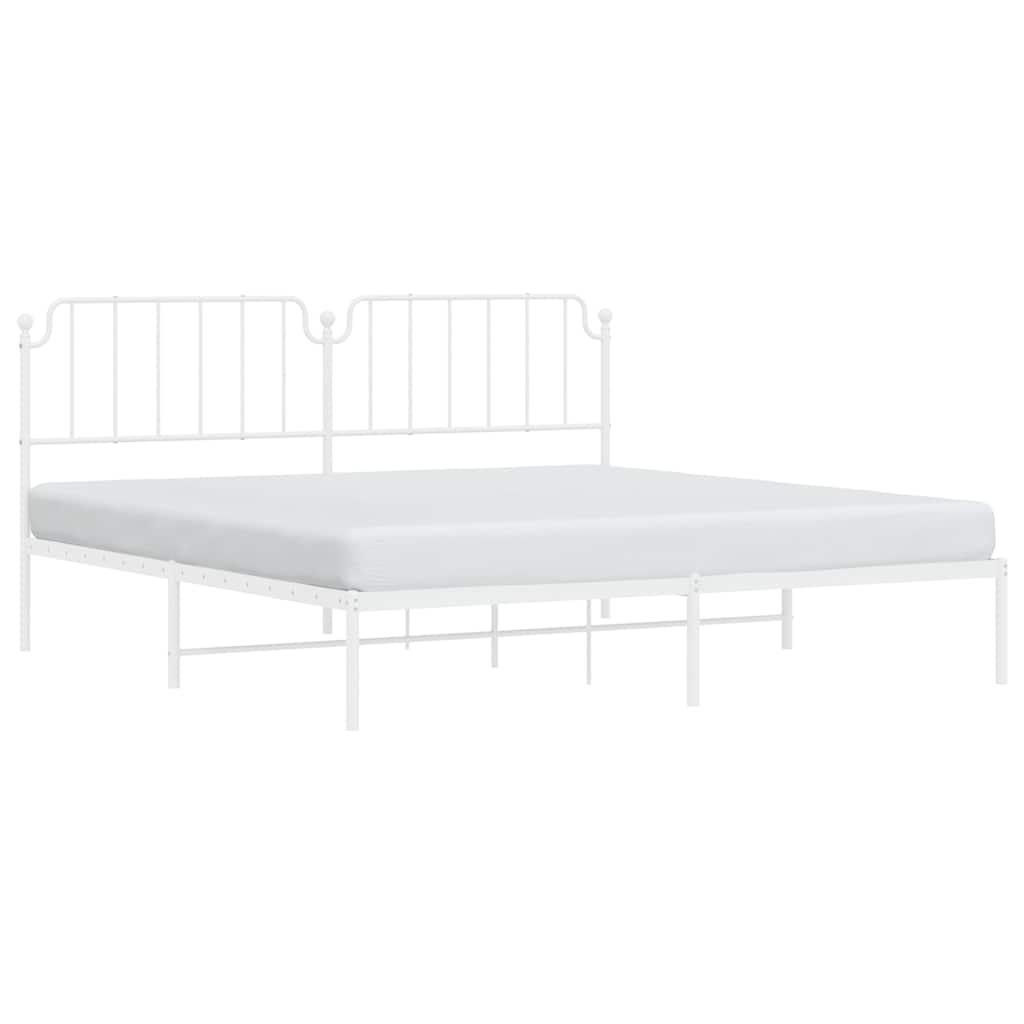 vidaXL Bedframe met hoofdbord metaal wit 193x203 cm, foto 4