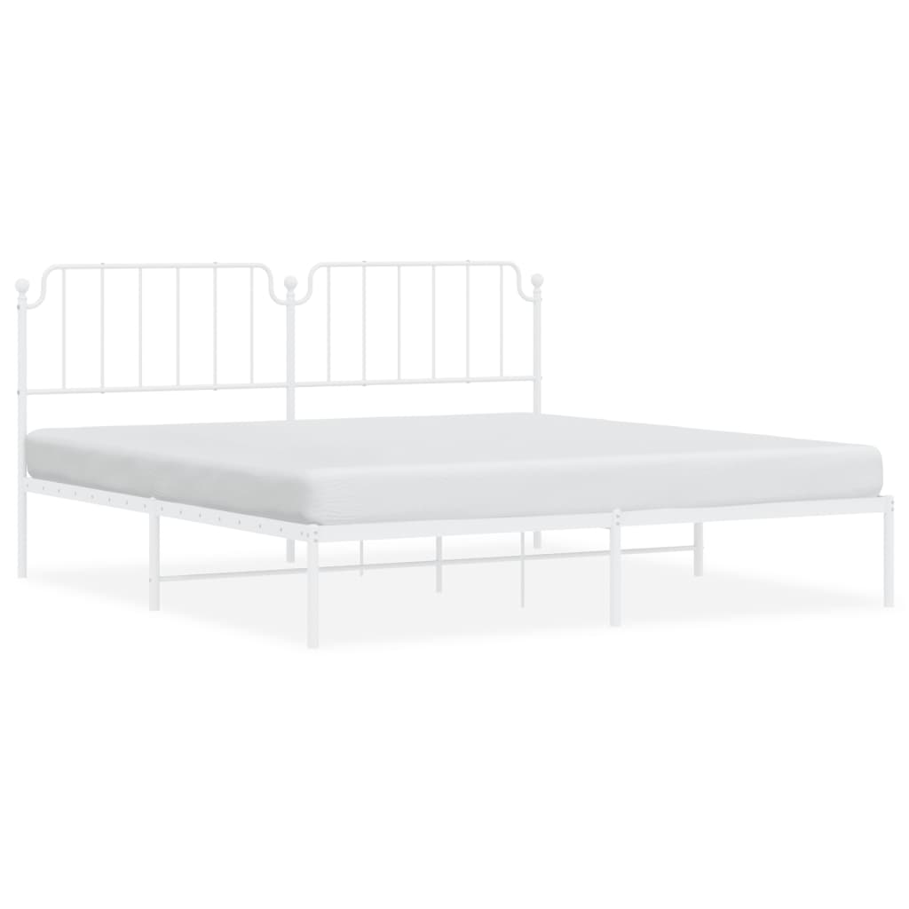 vidaXL Bedframe met hoofdbord metaal wit 200x200 cm, foto 3