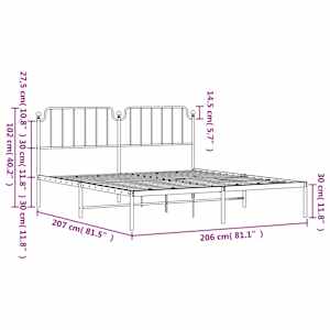 Kovový rám postele s čelem bílý 200 x 200 cm - obrázek 9