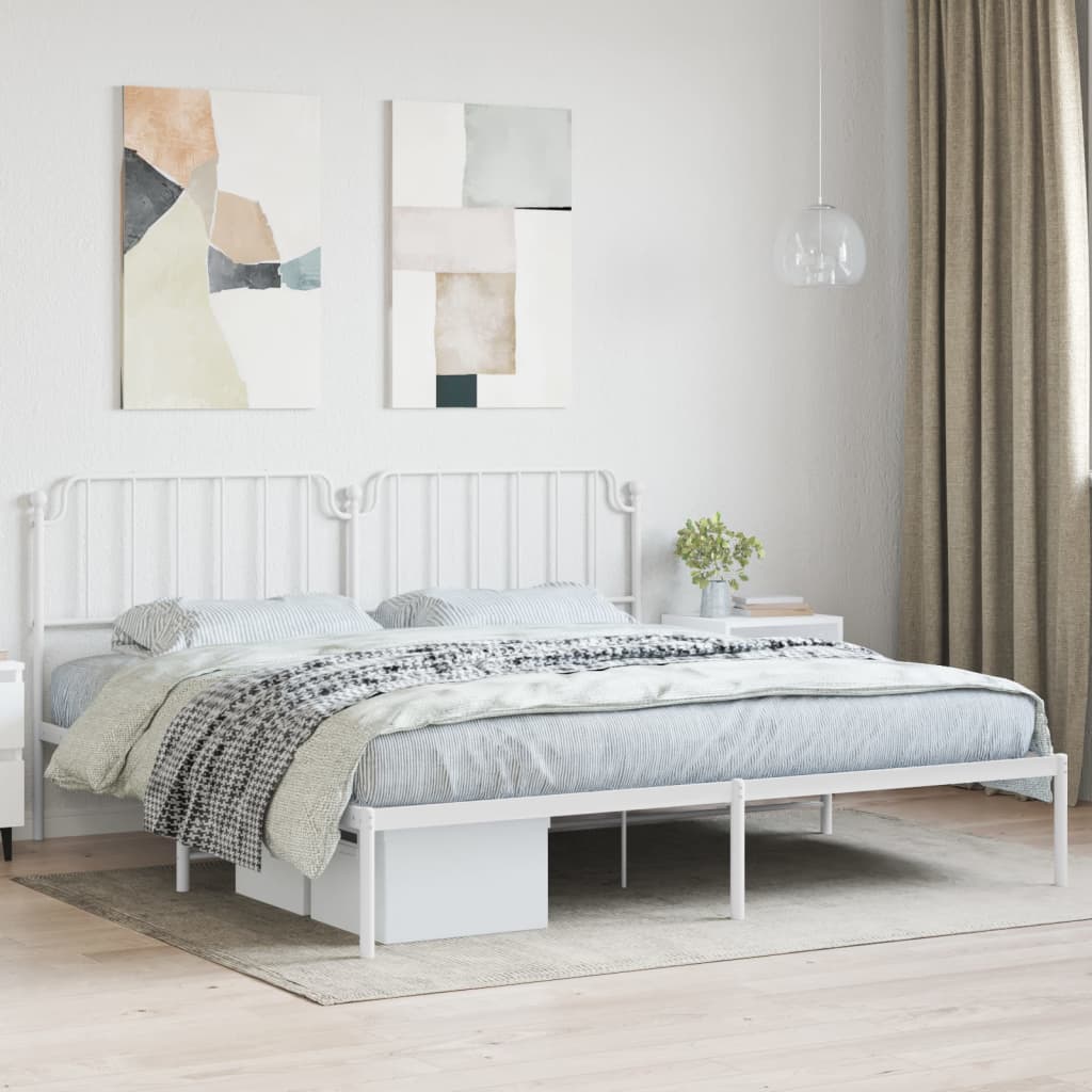 Metalni okvir za krevet s uzglavljem bijeli 200×200 cm Kreveti i dodaci za krevete Naručite namještaj na deko.hr