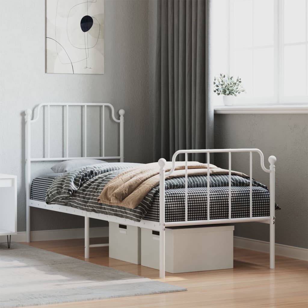 Metalni okvir kreveta s uzglavljem i podnožjem bijeli 75×190 cm Kreveti i dodaci za krevete Naručite namještaj na deko.hr