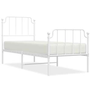Kovový rám postele s hlavovým a nožním čelem bílý 80 x 200 cm - obrázek 2