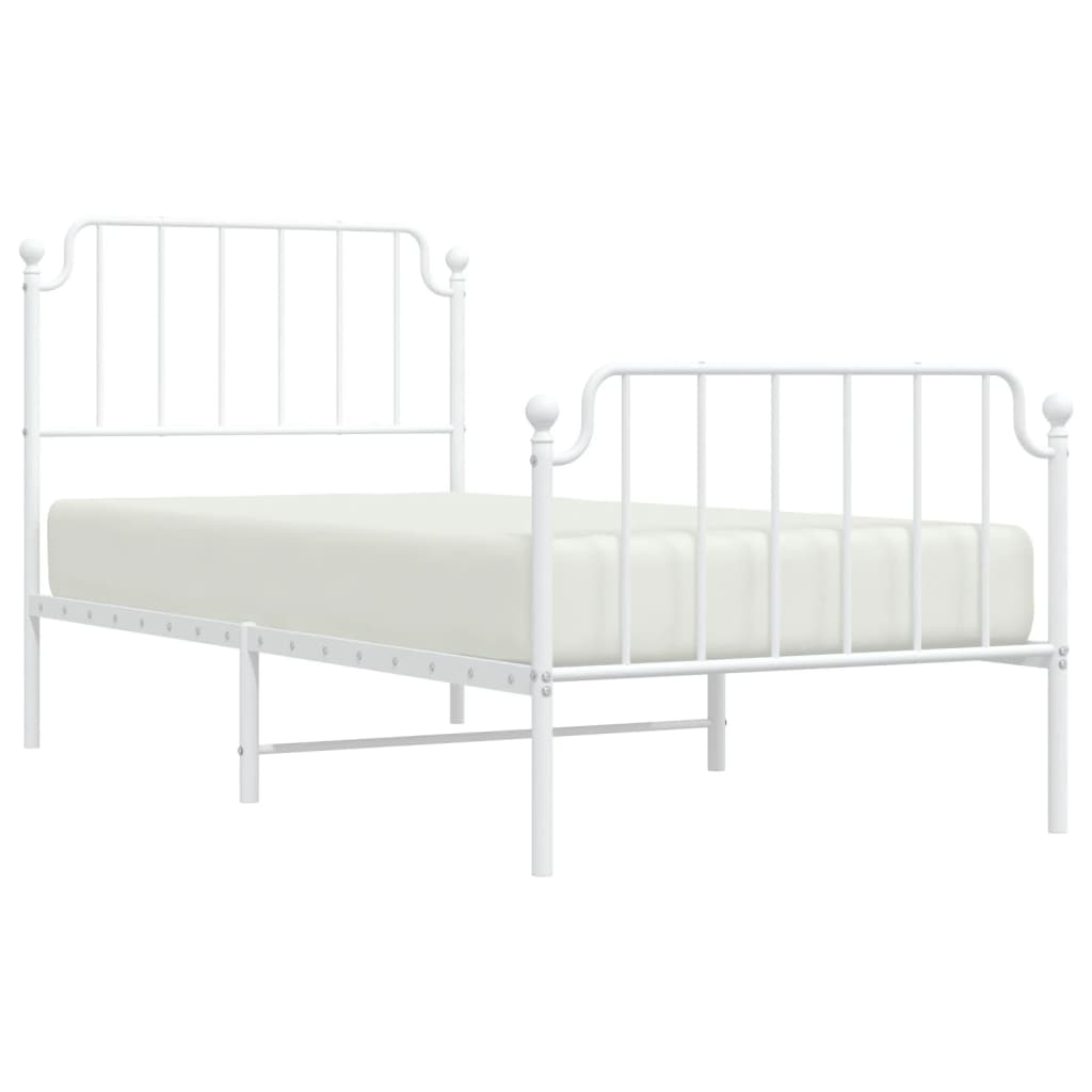 vidaXL Bedframe met hoofd- en voeteneinde metaal wit 90x190 cm afbeelding