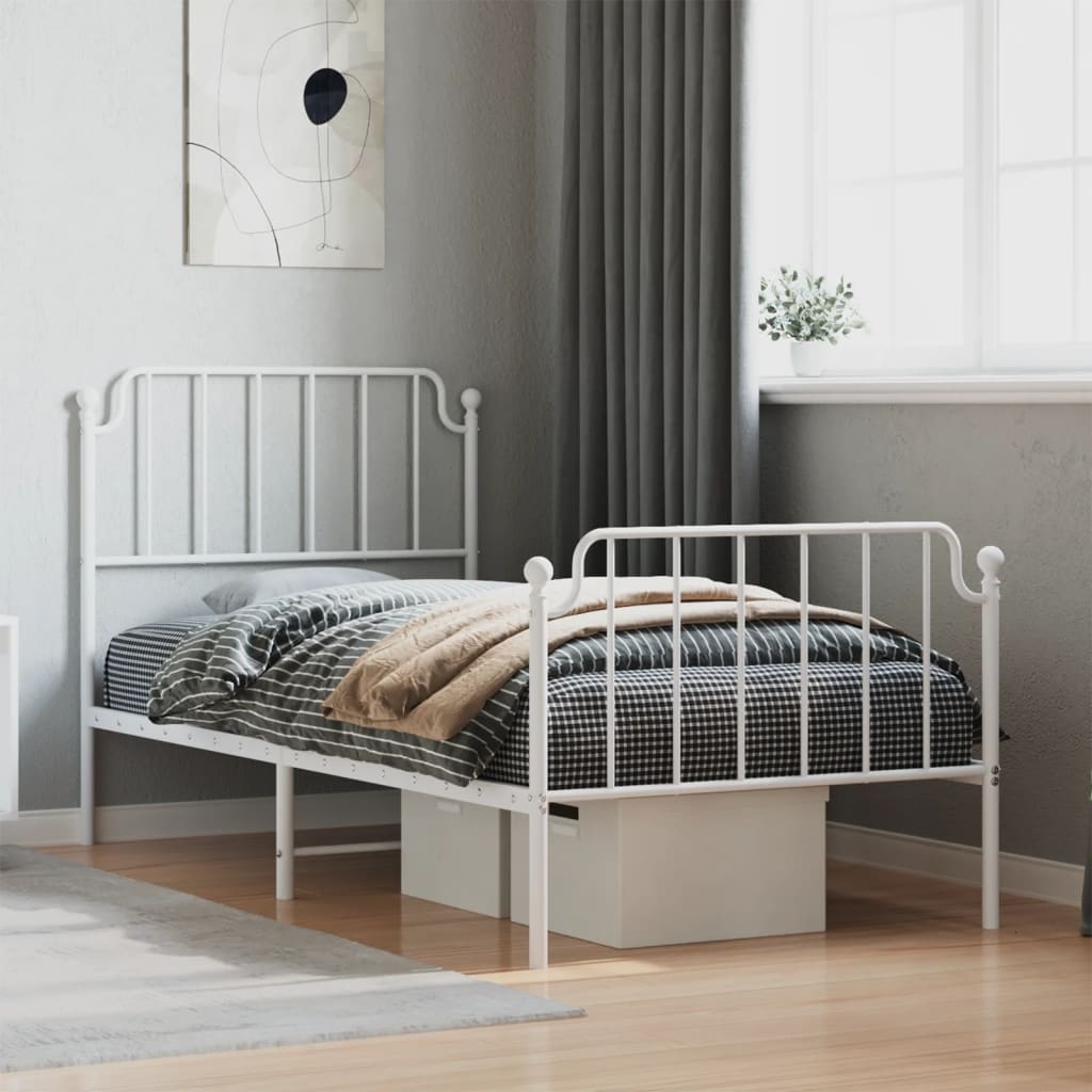 Metalni okvir kreveta s uzglavljem i podnožjem bijeli 90×200 cm Kreveti i dodaci za krevete Naručite namještaj na deko.hr