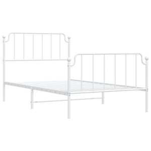 Kovový rám postele s hlavovým a nožním čelem bílý 107 x 203 cm - obrázek 4