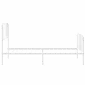 Kovový rám postele s hlavovým a nožním čelem bílý 107 x 203 cm - obrázek 6