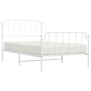 vidaXL Cadre de lit m&eacute;tal sans matelas et pied de lit blanc 107x203 cm