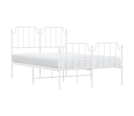 vidaXL gultas rāmis ar galvgali un kājgali, balts metāls, 120x190 cm