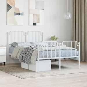 Kovinski posteljni okvir z vzglavjem in vznožjem bel 120x200 cm