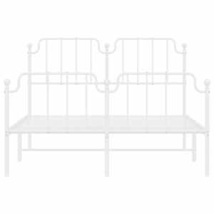 Kovový rám postele s hlavovým a nožním čelem bílý 150 x 200 cm - obrázek 6