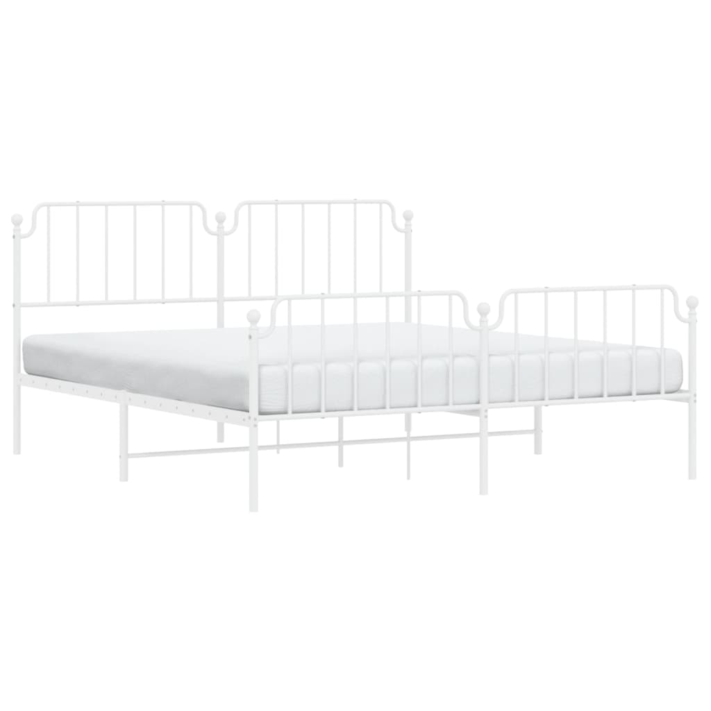 vidaXL Bedframe met hoofd- en voeteneinde metaal wit 180x200 cm afbeelding