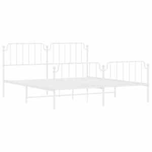 Kovový rám postele s hlavovým a nožním čelem bílý 180 x 200 cm - obrázek 4