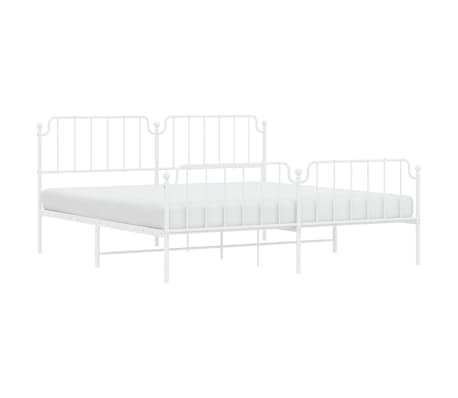 vidaXL Bettgestell mit Kopf- und Fu&szlig;teil Metall&nbsp;Wei&szlig; 200x200 cm