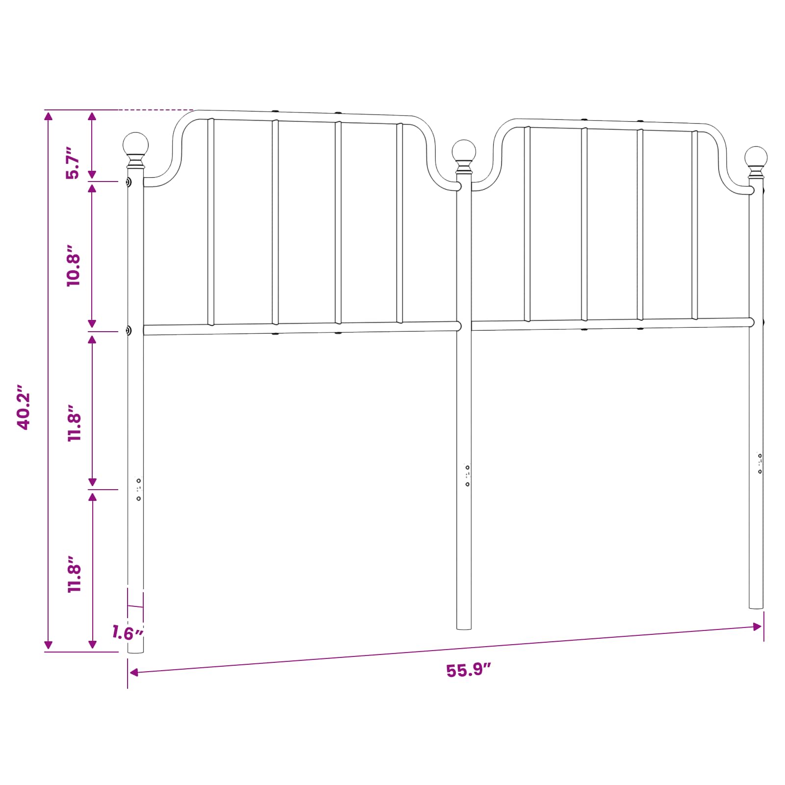 Metal Replace Headboard size guide