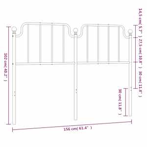 Kovové náhradní čelo postele bílé 150 cm - obrázek 7