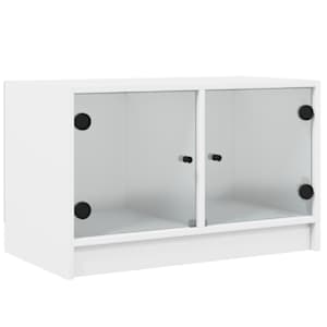TV skříňka se skleněnými dvířky bílá 68x37x42 cm - obrázek 2