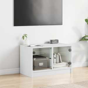 TV skříňka se skleněnými dvířky bílá 68x37x42 cm - obrázek 3