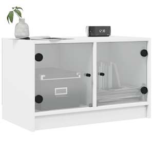 TV skříňka se skleněnými dvířky bílá 68x37x42 cm - obrázek 4
