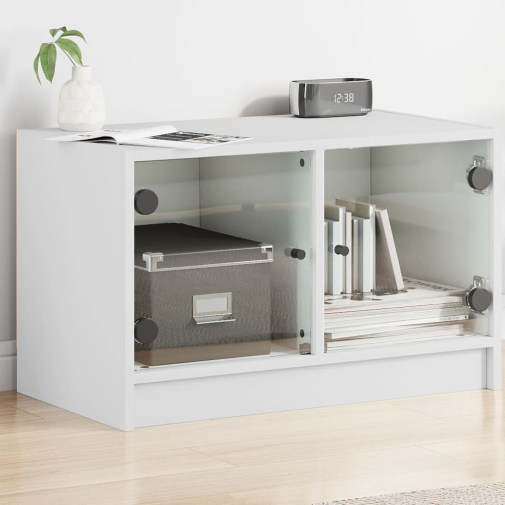 vidaXL TV-Schrank mit Glastüren Weiß 68x37x42 cm