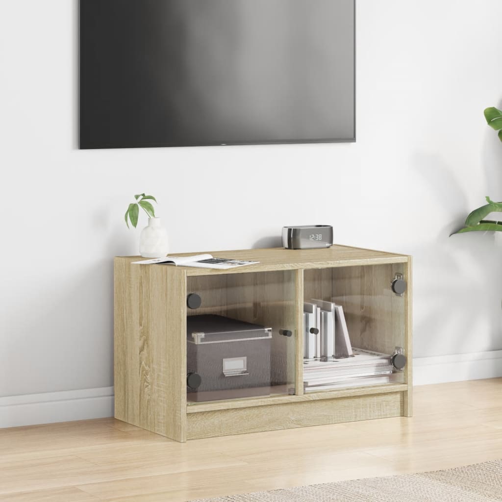 vidaXL TV-taso lasiovilla Sonoma-tammi 68x37x42 cm