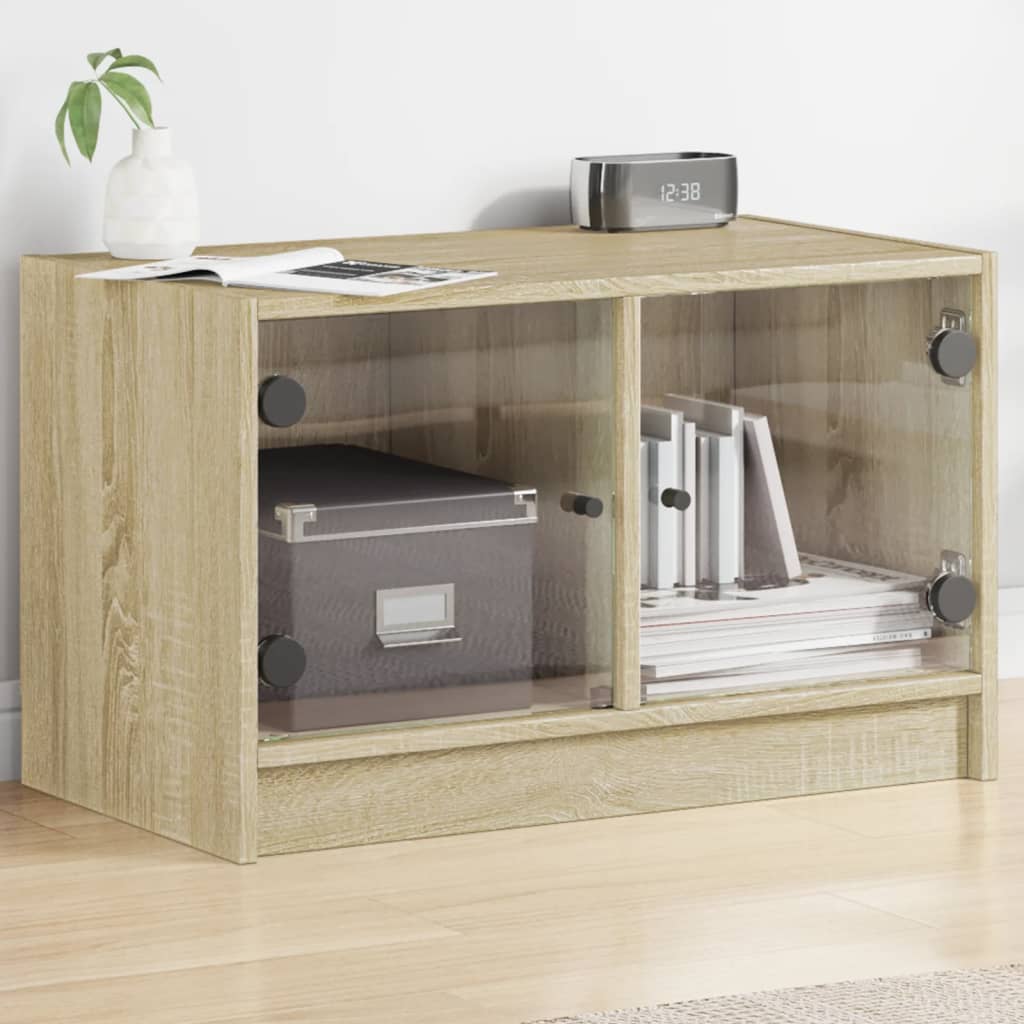 vidaXL TV-Schrank mit Glastüren Sonoma-Eiche 68x37x42 cm