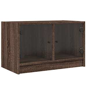 TV skříňka se skleněnými dvířky hnědý dub 68x37x42 cm - obrázek 2