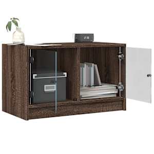 TV skříňka se skleněnými dvířky hnědý dub 68x37x42 cm - obrázek 5